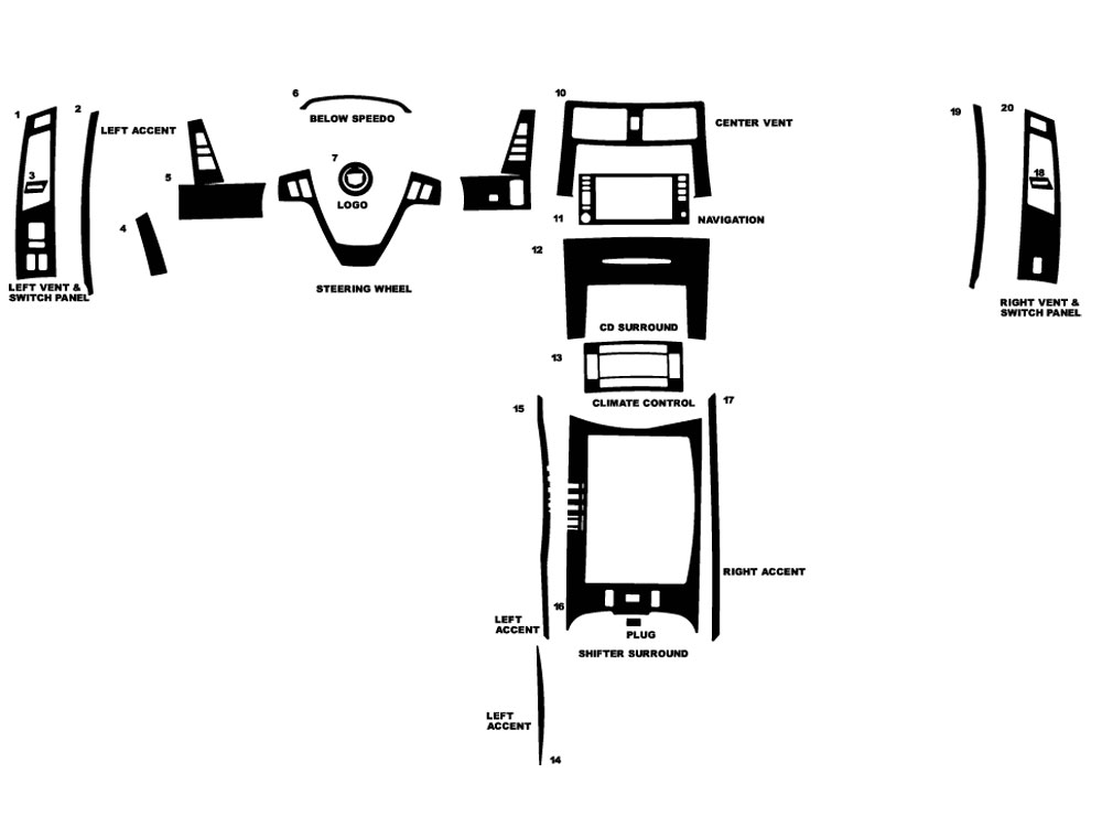 Cadillac XLR 2004-2009 Dash Kit Diagram