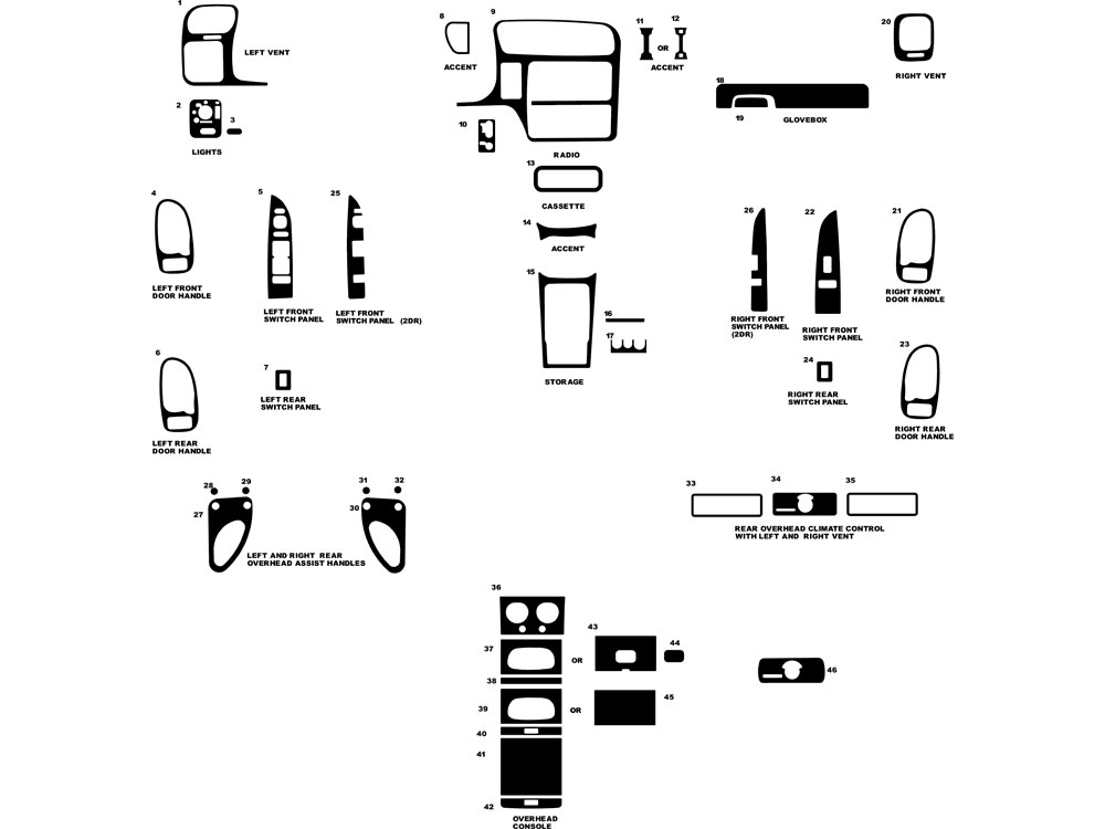 Isuzu Hombre 1998-2000 Dash Kit Diagram