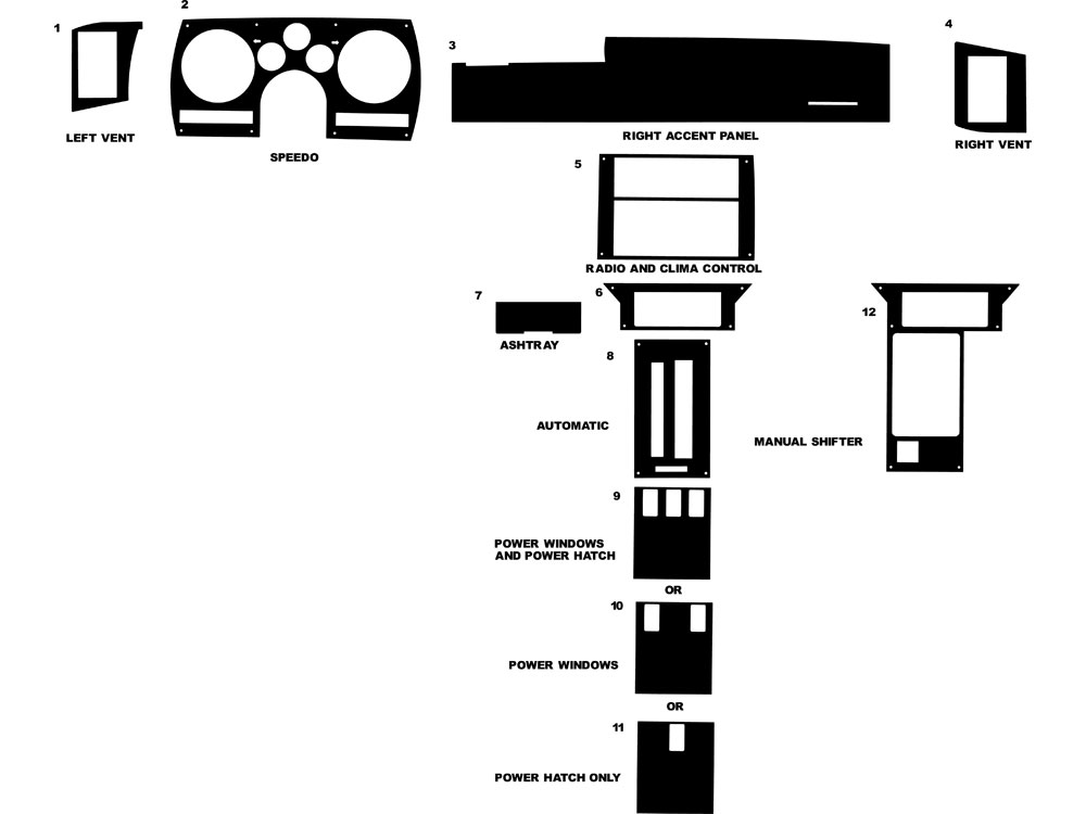 Chevrolet Camaro 1982-1989 Dash Kit Diagram