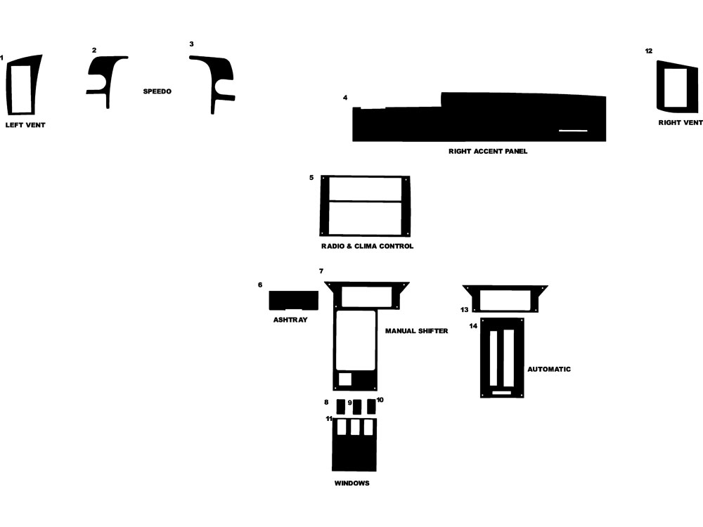 Chevrolet Camaro 1990-1992 Dash Kit Diagram