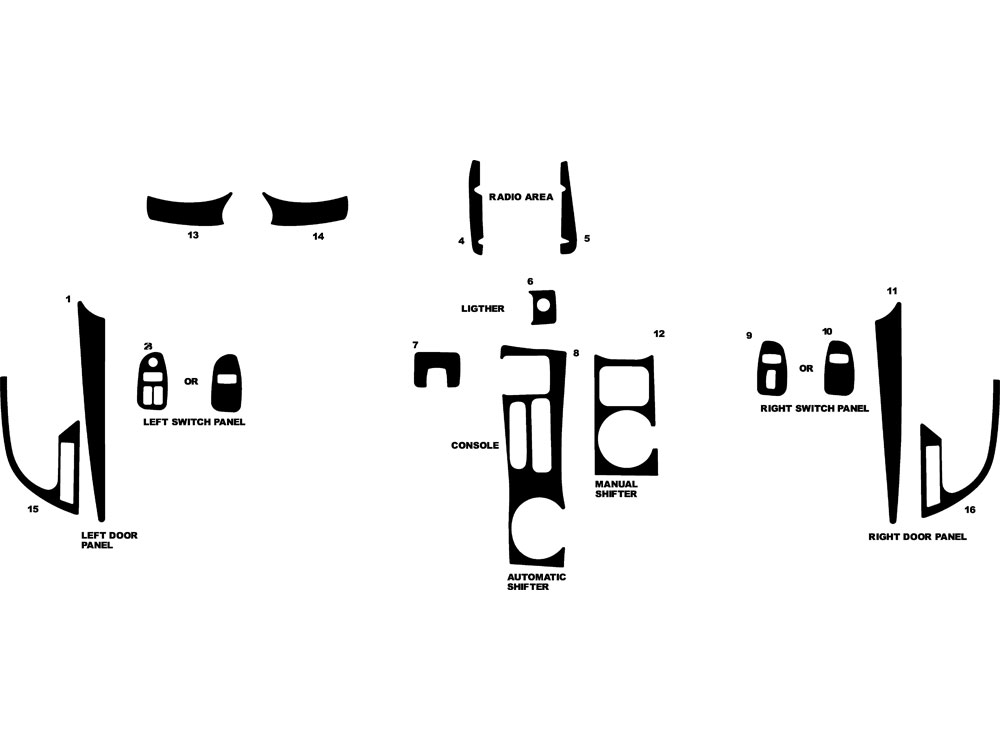 Chevrolet Camaro 1997-2002 Dash Kit Diagram