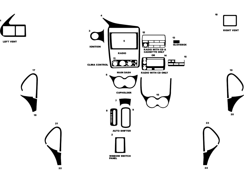 Chevrolet Cavalier 2000-2005 Dash Kit Diagram