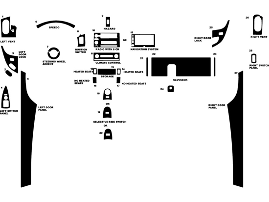 Chevrolet Corvette 2005-2013 Dash Kit Diagram