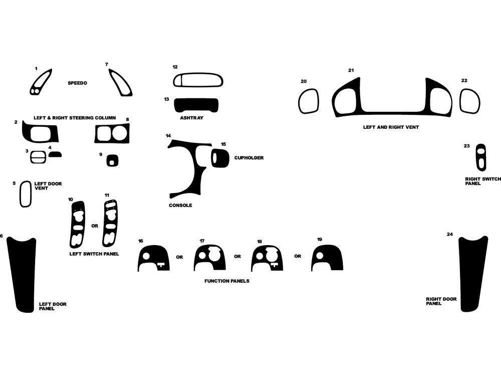 Chevrolet Corvette 1997-2004 Dash Kit Diagram