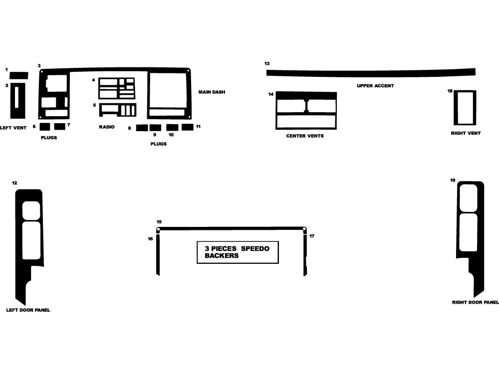 GMC Pick Up 1992-1994 (Full Size) Dash Kit Diagram