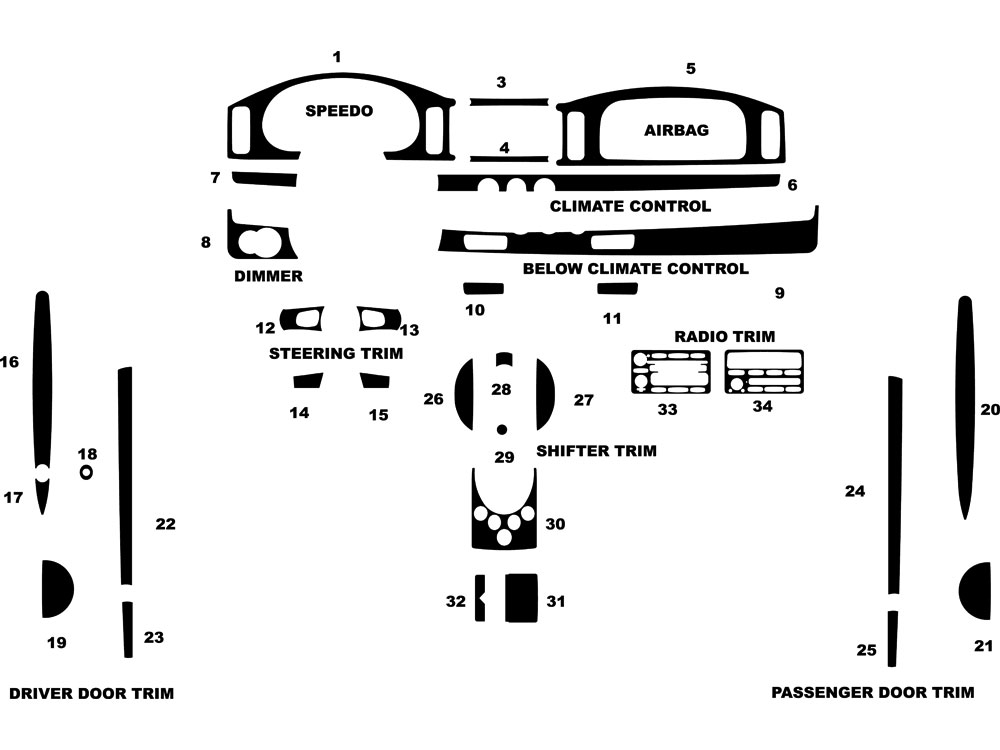 Chevrolet SSR 2003-2006 Dash Kit Diagram