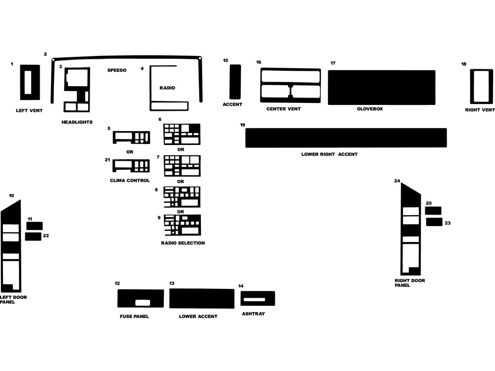 Chevrolet Suburban 1988-1991 Dash Kit Diagram