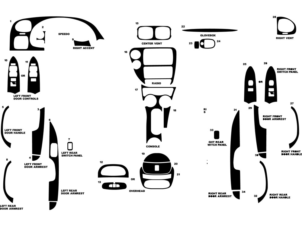 Chevrolet Trailblazer 2006-2009 Dash Kit Diagram