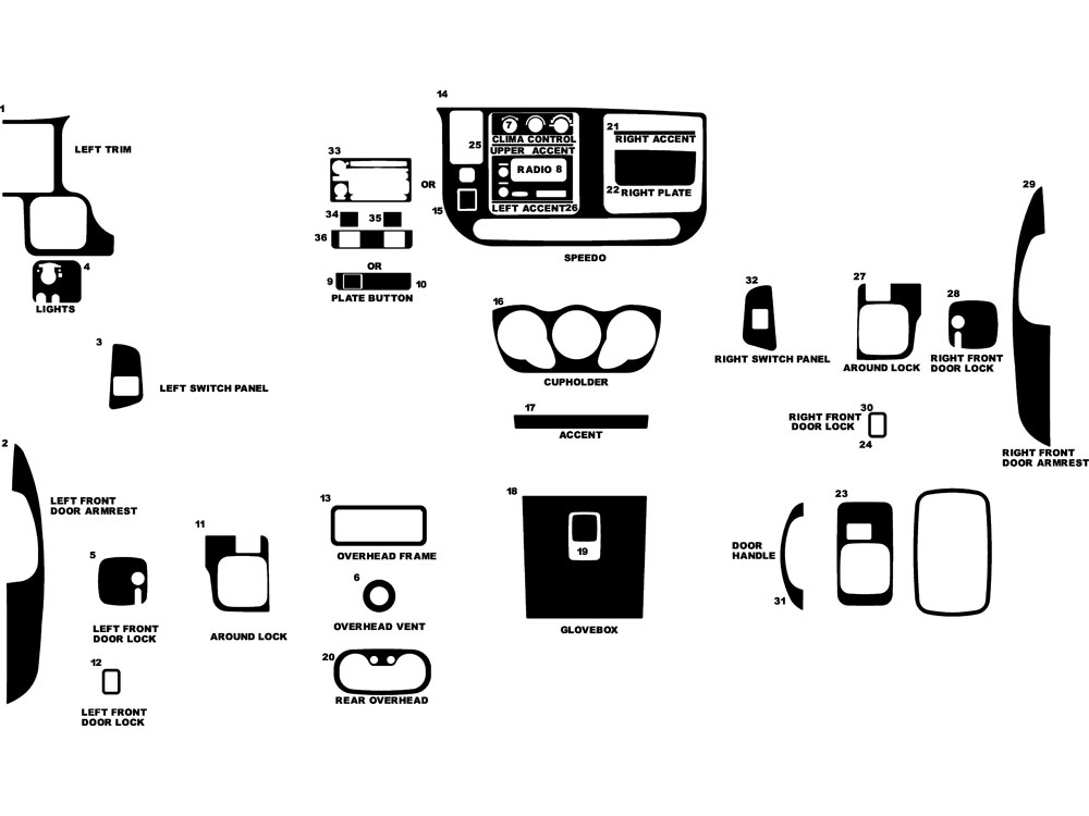 GMC Savana 2003-2007 Dash Kit Diagram