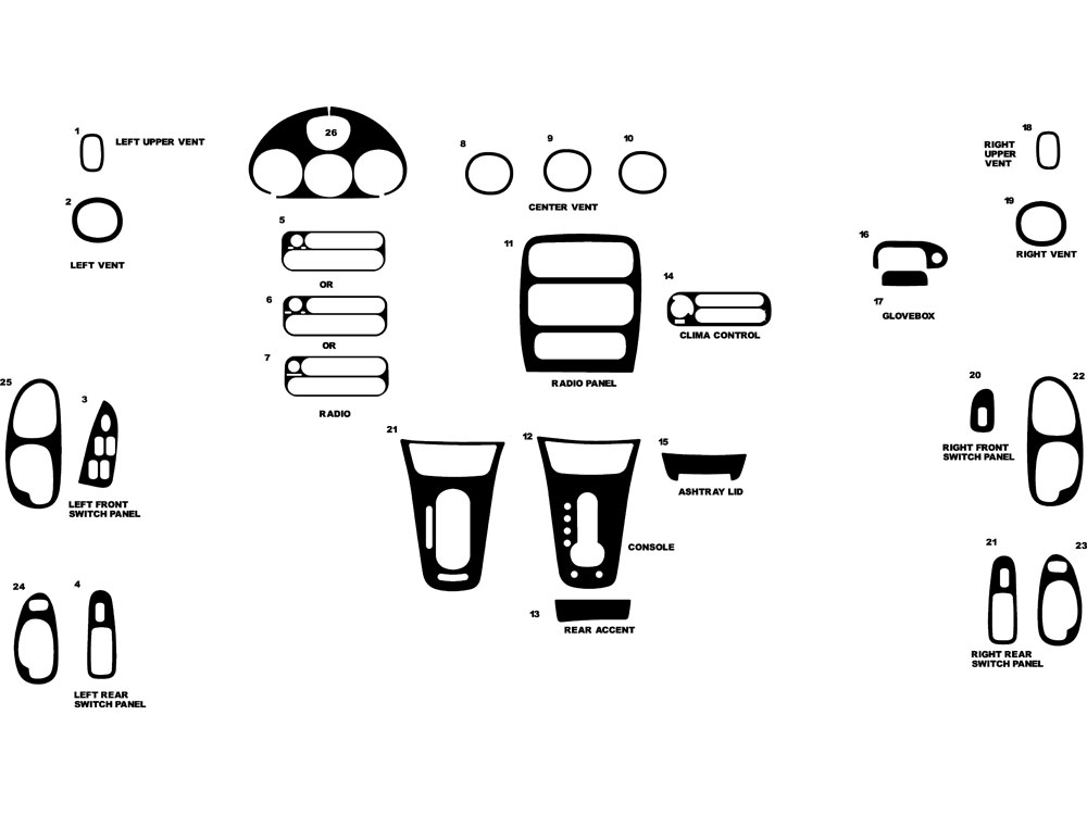 Chrysler 300M 1999-2004 Dash Kit Diagram