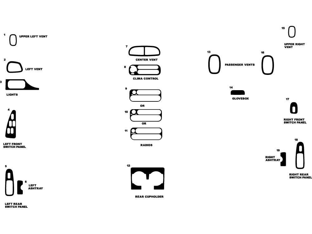 Chrysler Concorde 2000-2004 Dash Kit Diagram