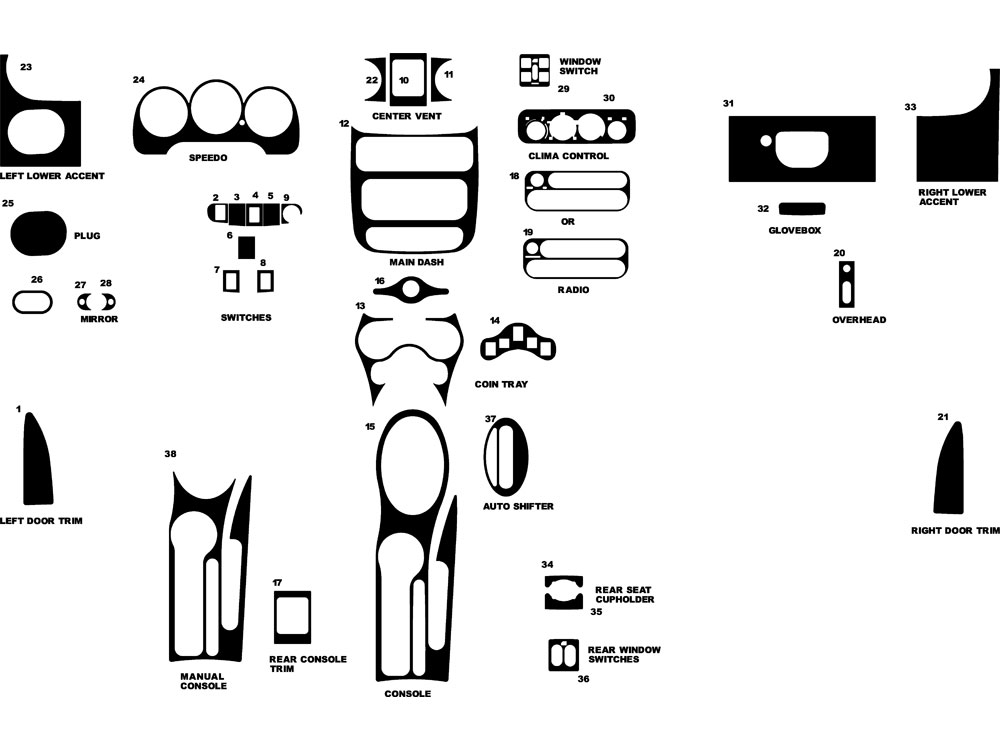 Chrysler PT Cruiser 2001-2005 Dash Kit Diagram