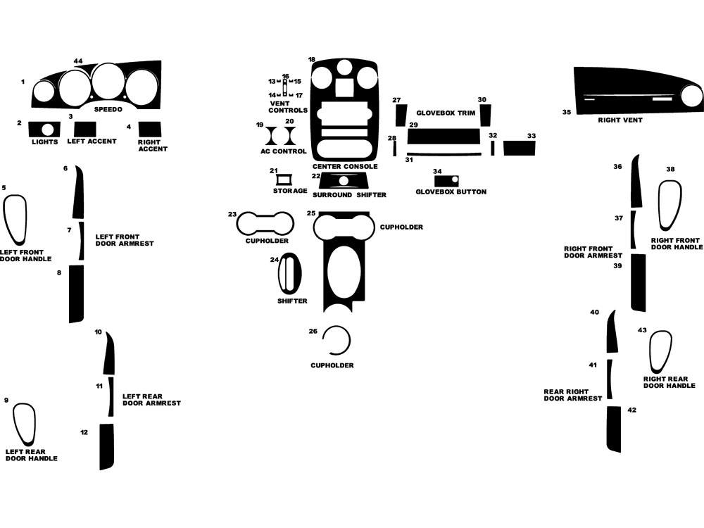 Chrysler PT Cruiser 2006-2010 Dash Kit Diagram