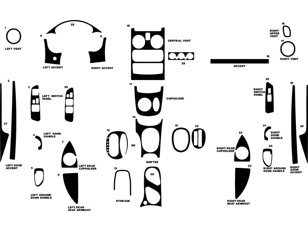 Mitsubishi Eclipse 2000-2005 Dash Kit Diagram