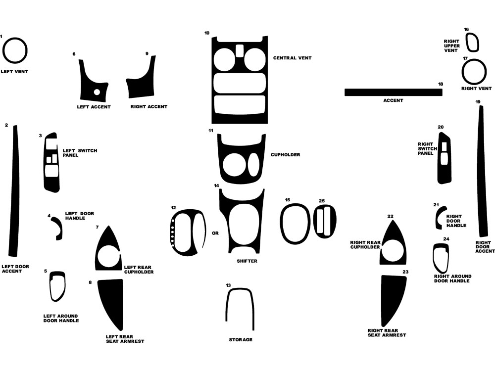 Chrysler Sebring Coupe 2003-2005 Dash Kit Diagram