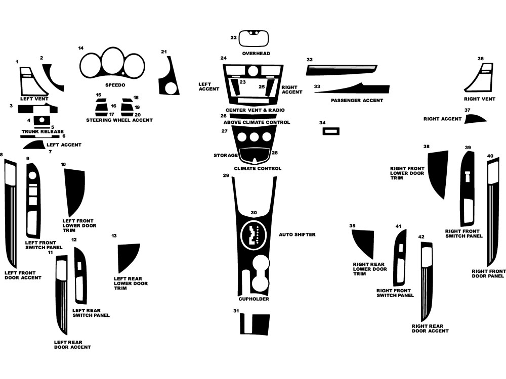 Chrysler Sebring 2007-2010 (Convertible / Sedan) Dash Kit Diagram