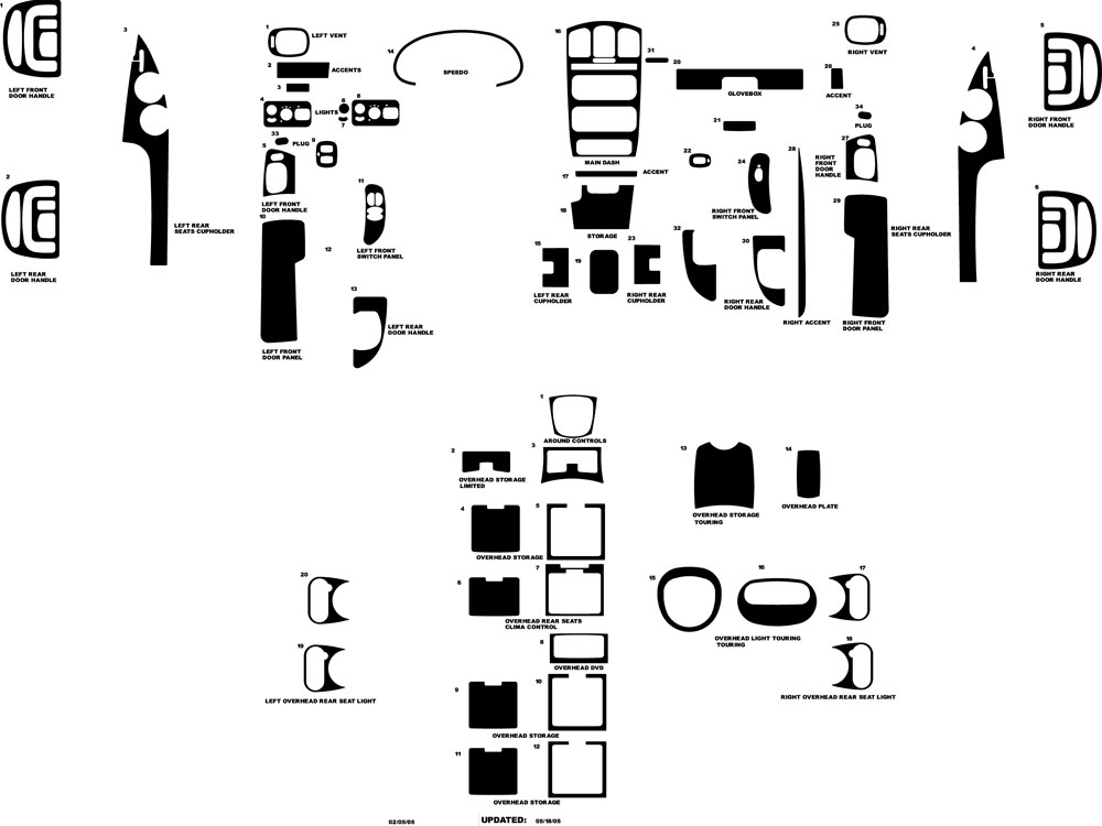 Chrysler Town and Country 2005-2007 Dash Kit Diagram