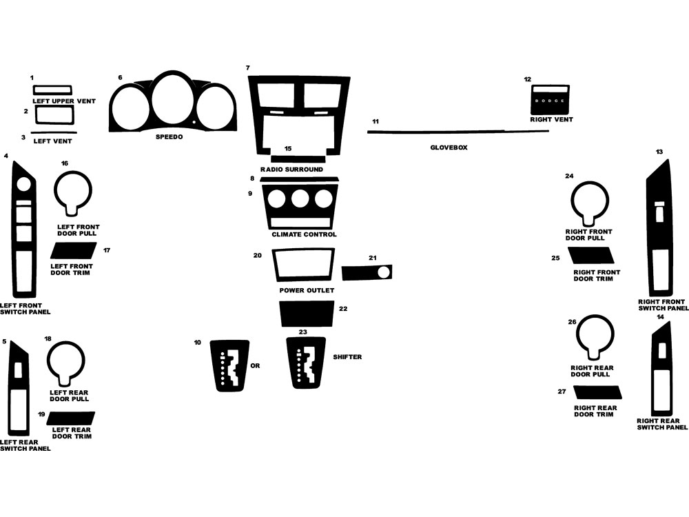 Dodge Avenger 2008-2010 Dash Kit Diagram