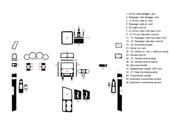 Dodge Challenger 2008-2014 Dash Kit Diagram