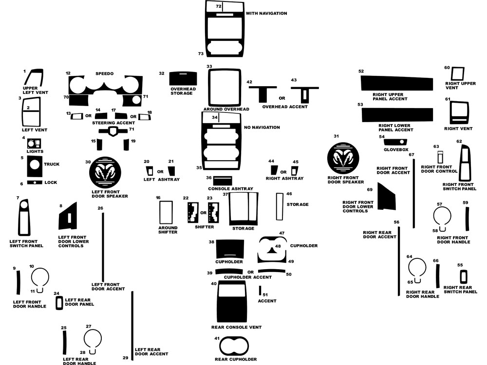 Dodge Charger 2006-2007 Dash Kit Diagram