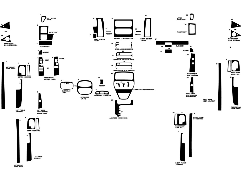 Dodge Dakota 2001-2004 Dash Kit Diagram