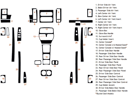 Dodge Durango 2001-2003 Dash Kit Diagram