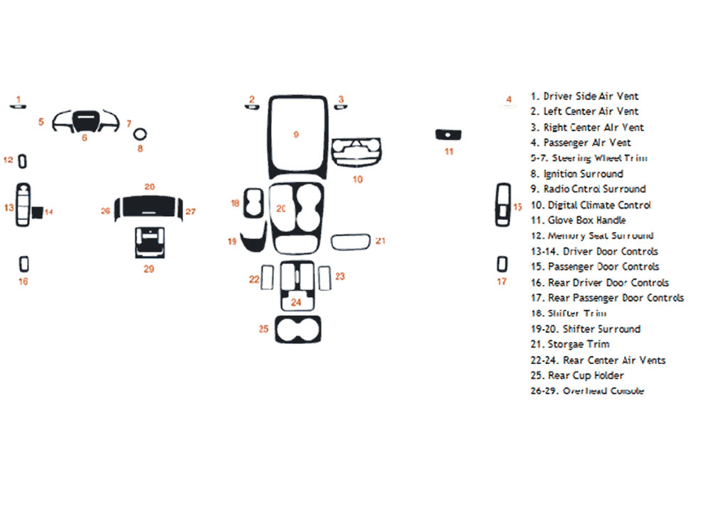 Dodge Durango 2014-2017 Dash Kit Diagram