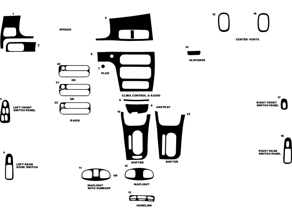 Dodge Intrepid 1999.5-2004 Dash Kit Diagram