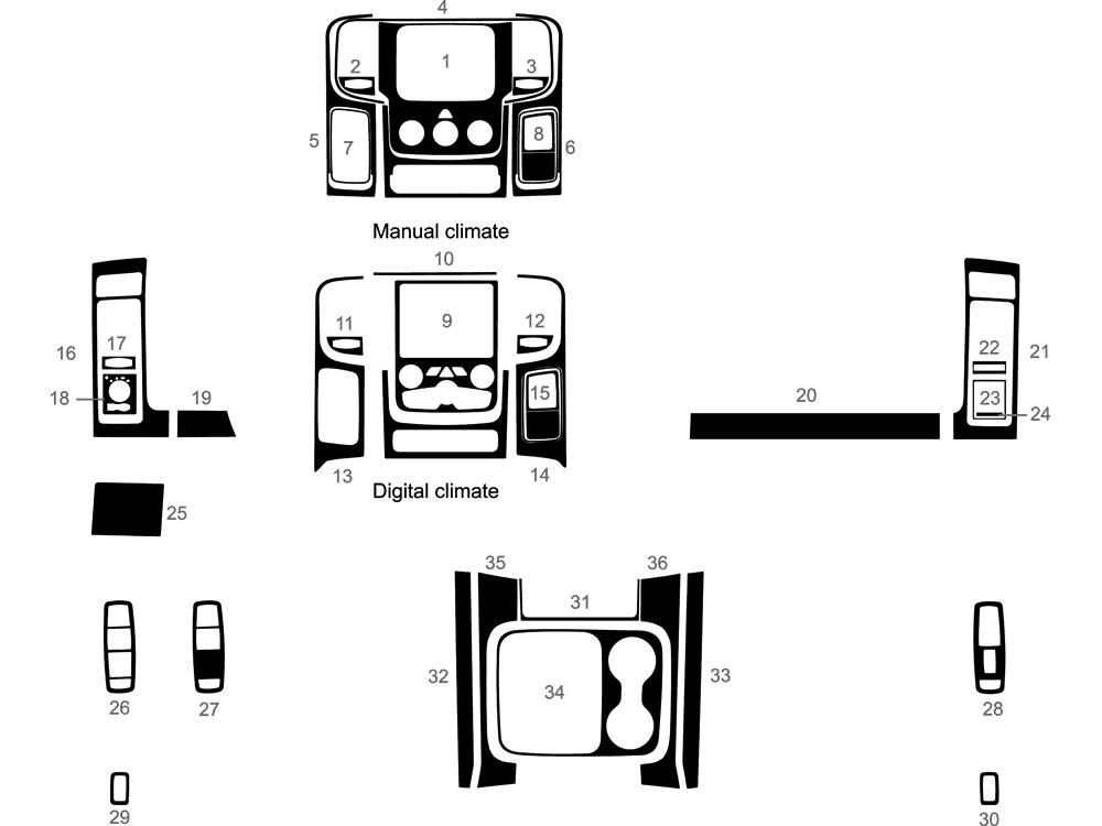 Dodge Ram 2016-2018 Dash Kit Diagram