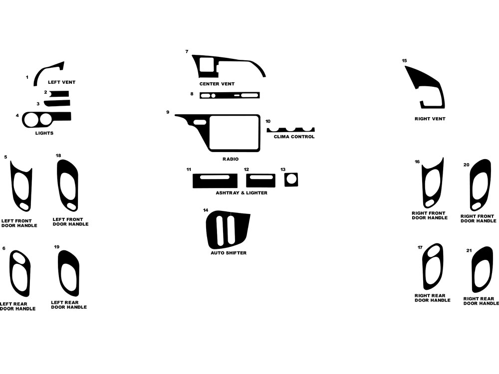 Mercury Mystique 1995-1997 Dash Kit Diagram