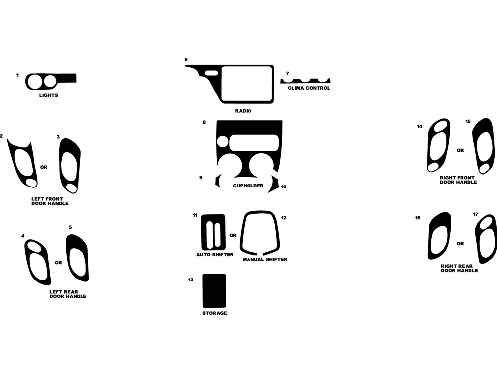 Ford Contour 1998-2002 Dash Kit Diagram