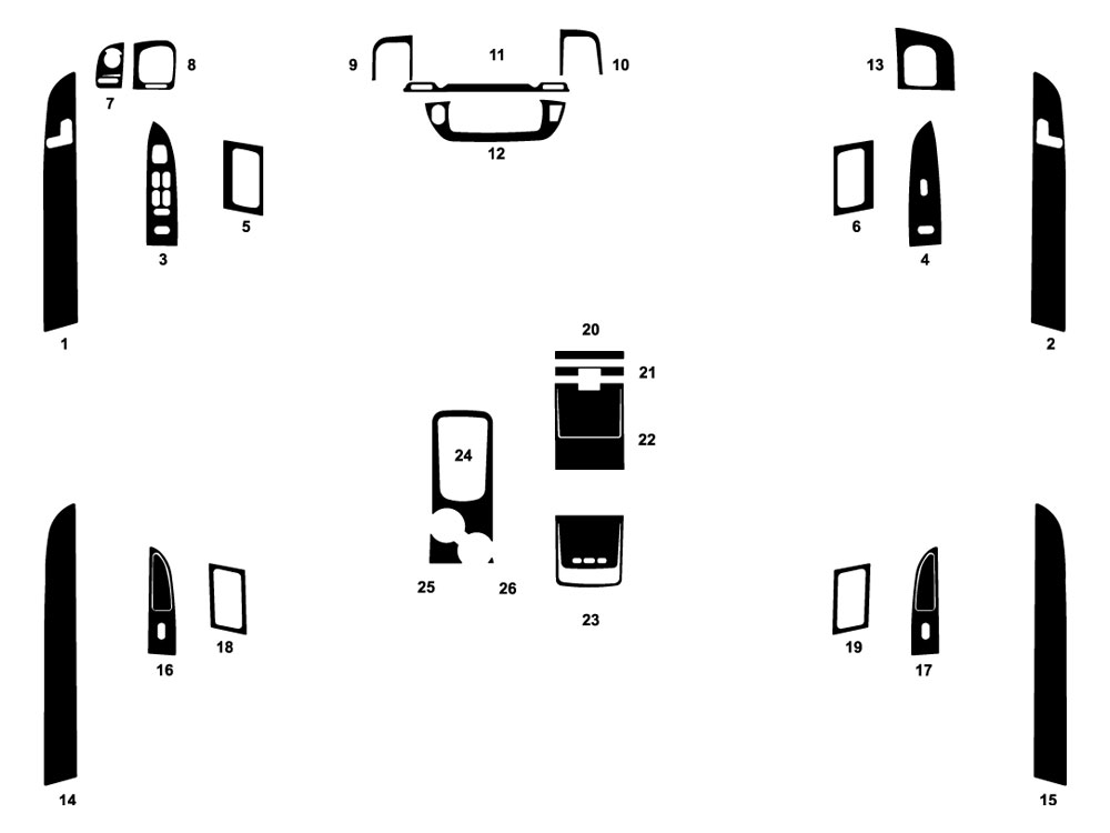 Ford Crown Victoria 2003-2010 Dash Kit Diagram