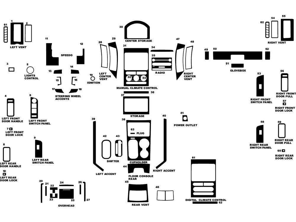 Ford Edge 2009-2010 Dash Kit Diagram