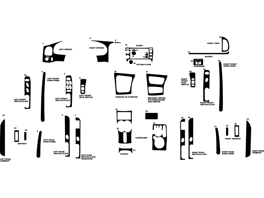 Ford Explorer 1995-1996 Dash Kit Diagram