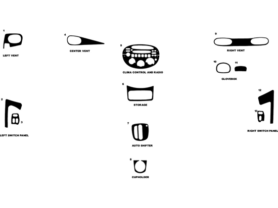 Ford Escort ZX2 1998-2003 Dash Kit Diagram