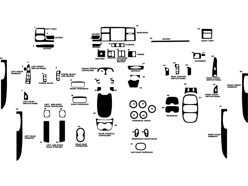 Ford Excursion 2000-2005 Dash Kit Diagram