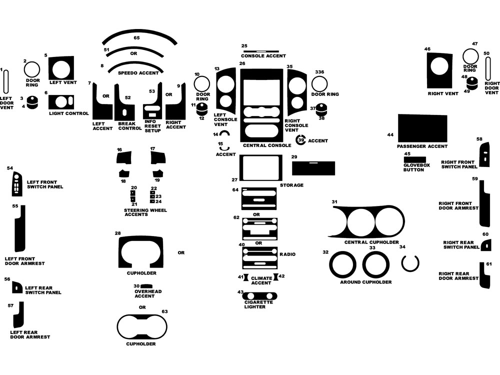 Ford F-150 Regular Cab 2004-2008 Dash Kit Diagram