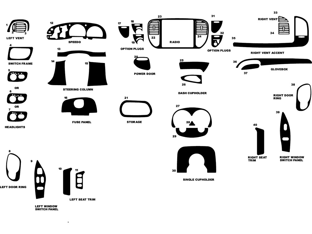 Ford F-150 1997-1998 Dash Kit Diagram