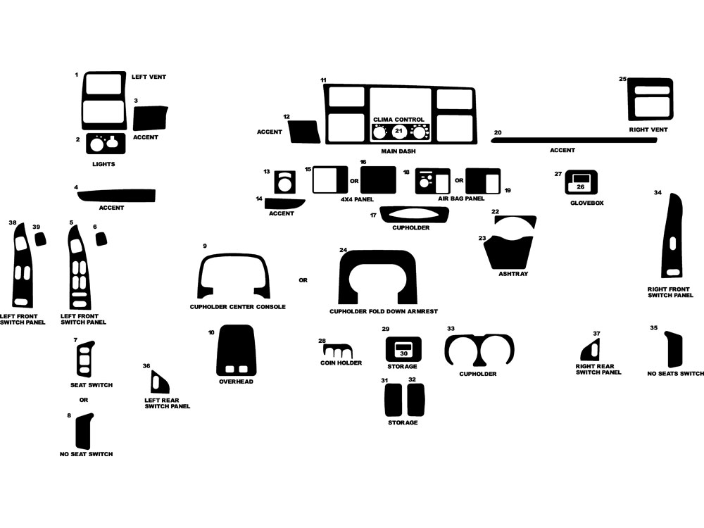 Ford F-350 1999-2004 Dash Kit Diagram