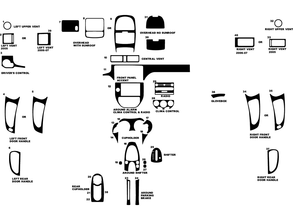 Ford Focus 2005-2007 Dash Kit Diagram