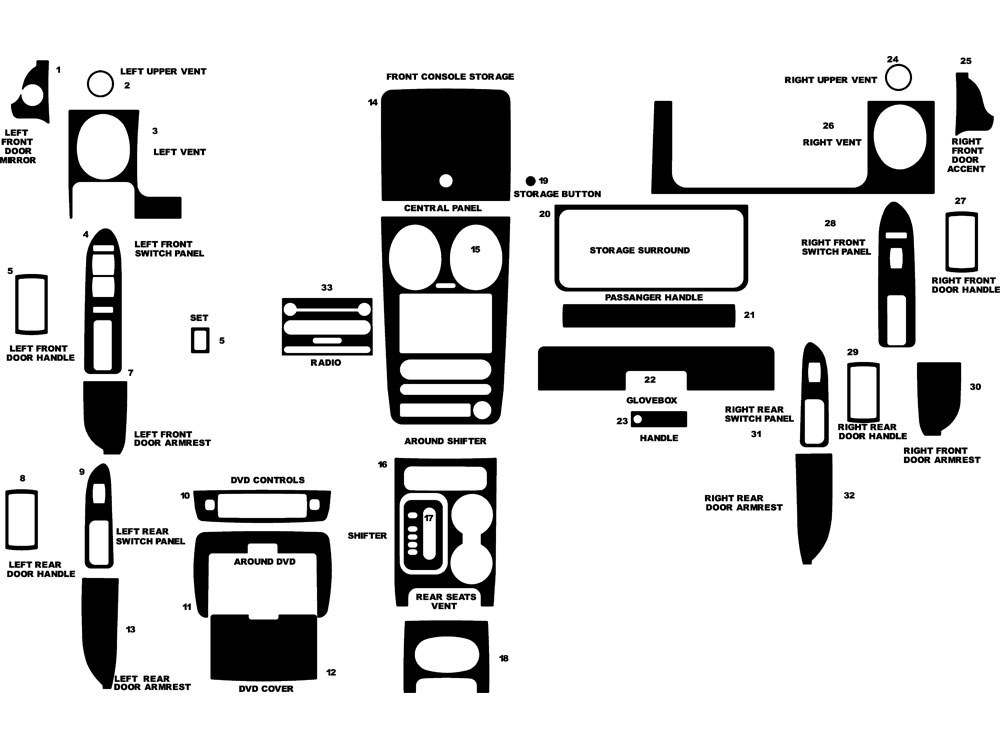 Ford Taurus X 2008-2009 Dash Kit Diagram