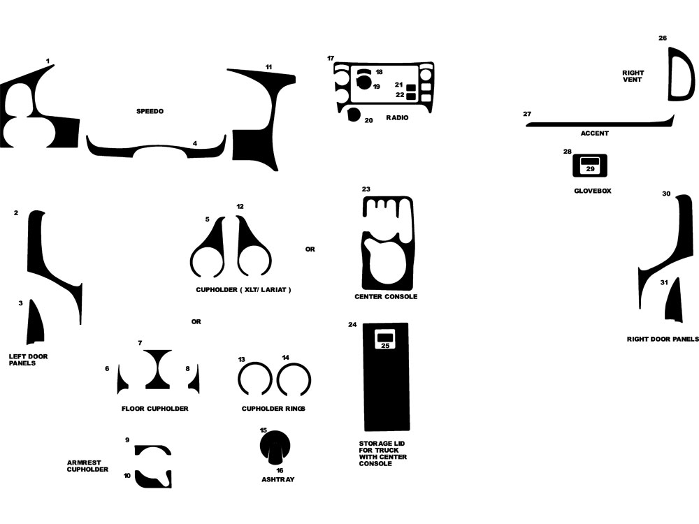 Ford Ranger 2003-2007 Dash Kit Diagram