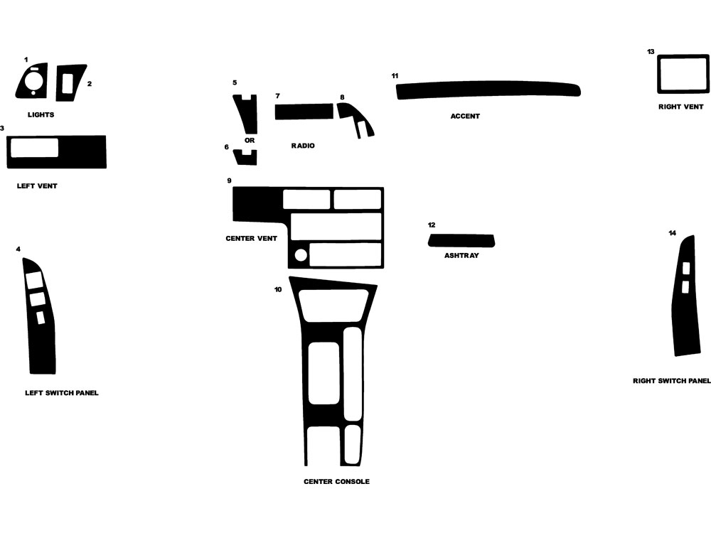 Mercury Cougar 1992-1993 Dash Kit Diagram