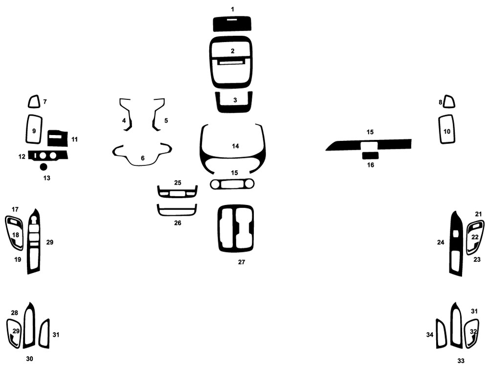 Chevrolet Colorado 2015-2024 Crew Cab Dash Kit Diagram