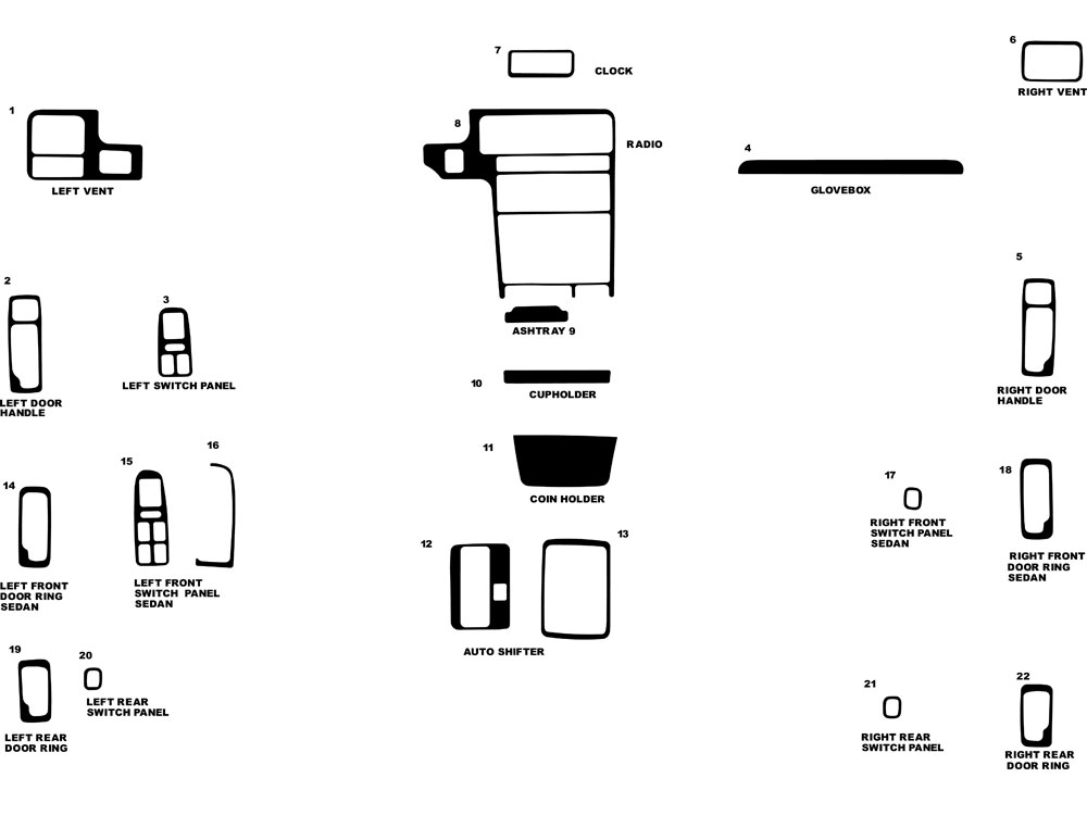 Honda Accord 1990-1993 Dash Kit Diagram