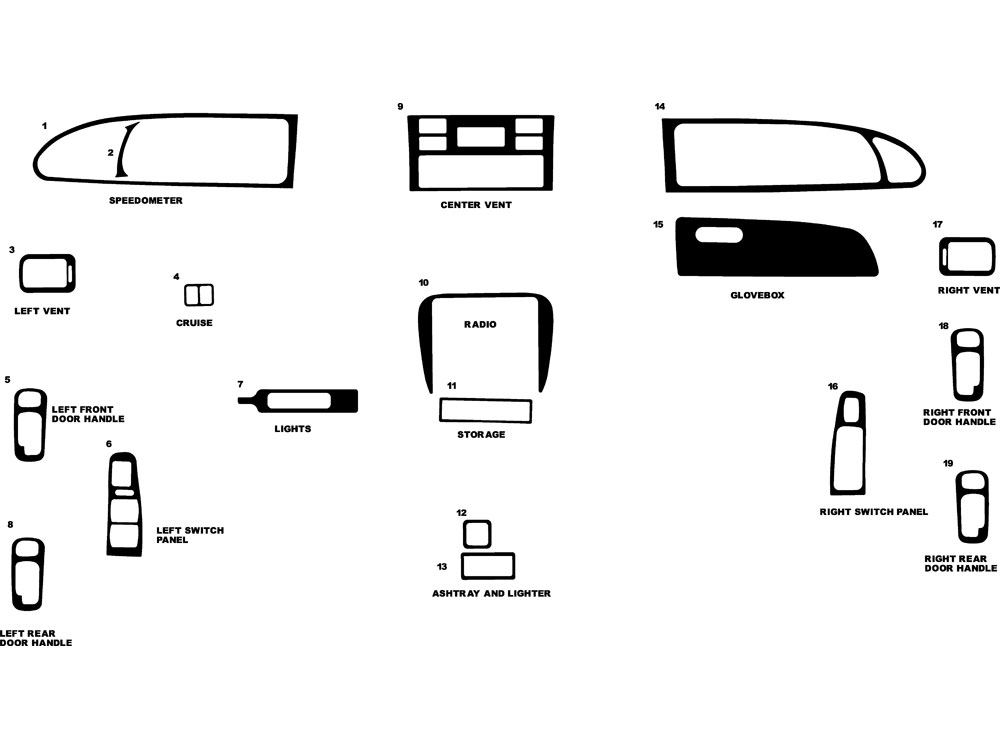 Isuzu Oasis 1996-1998 Dash Kit Diagram