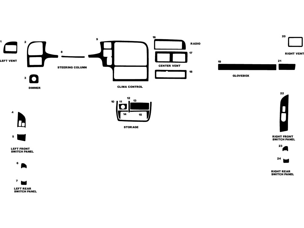 Honda Passport 1996-1997 Dash Kit Diagram