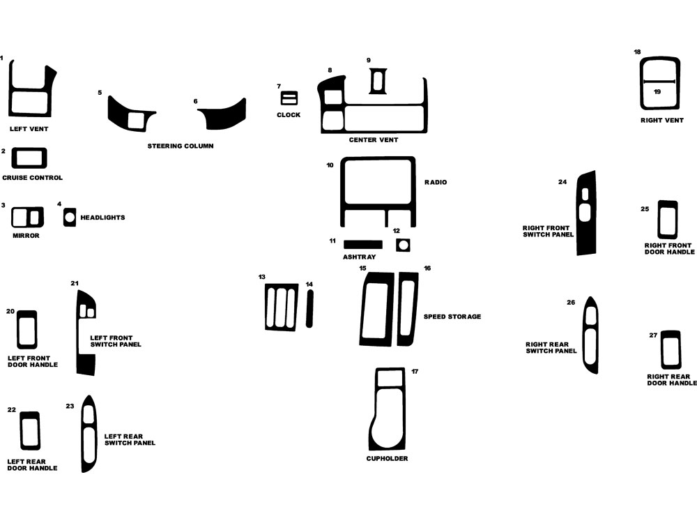 Honda Passport 1998-2002 Dash Kit Diagram