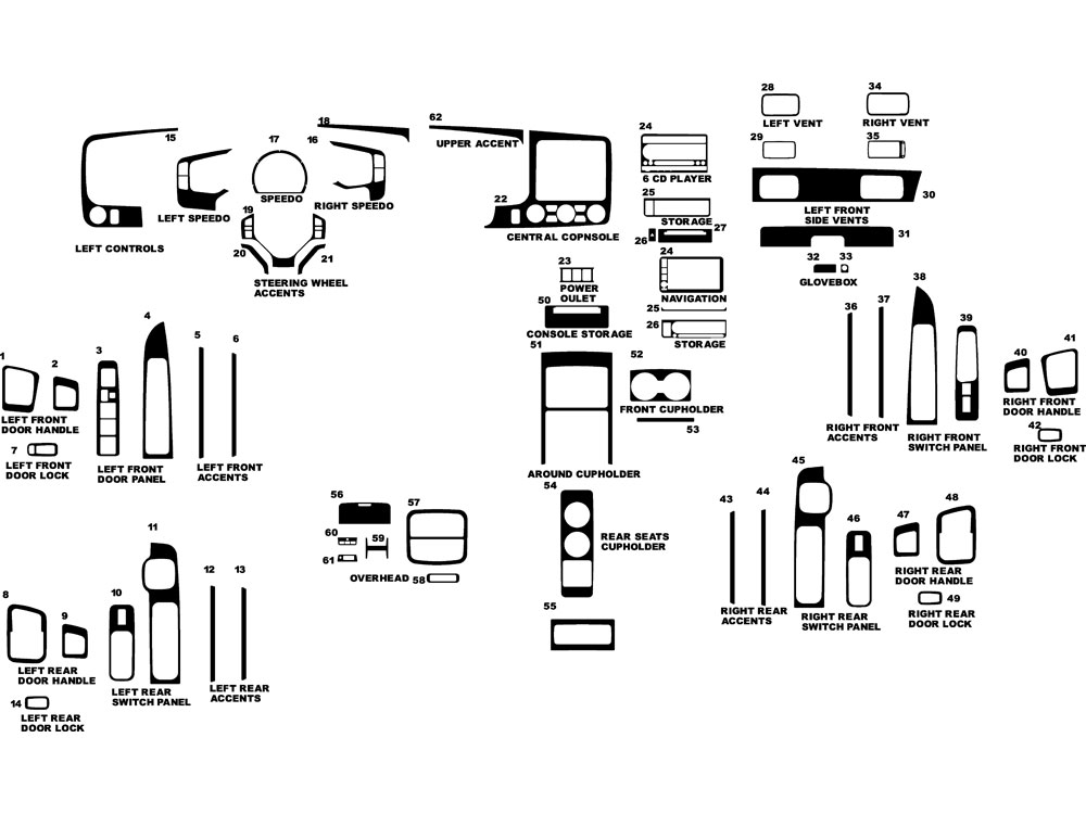 Honda Ridgeline 2006-2008 Dash Kit Diagram