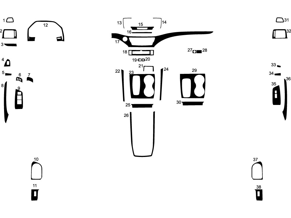 Honda Ridgeline 2017-2021 Dash Kit Diagram